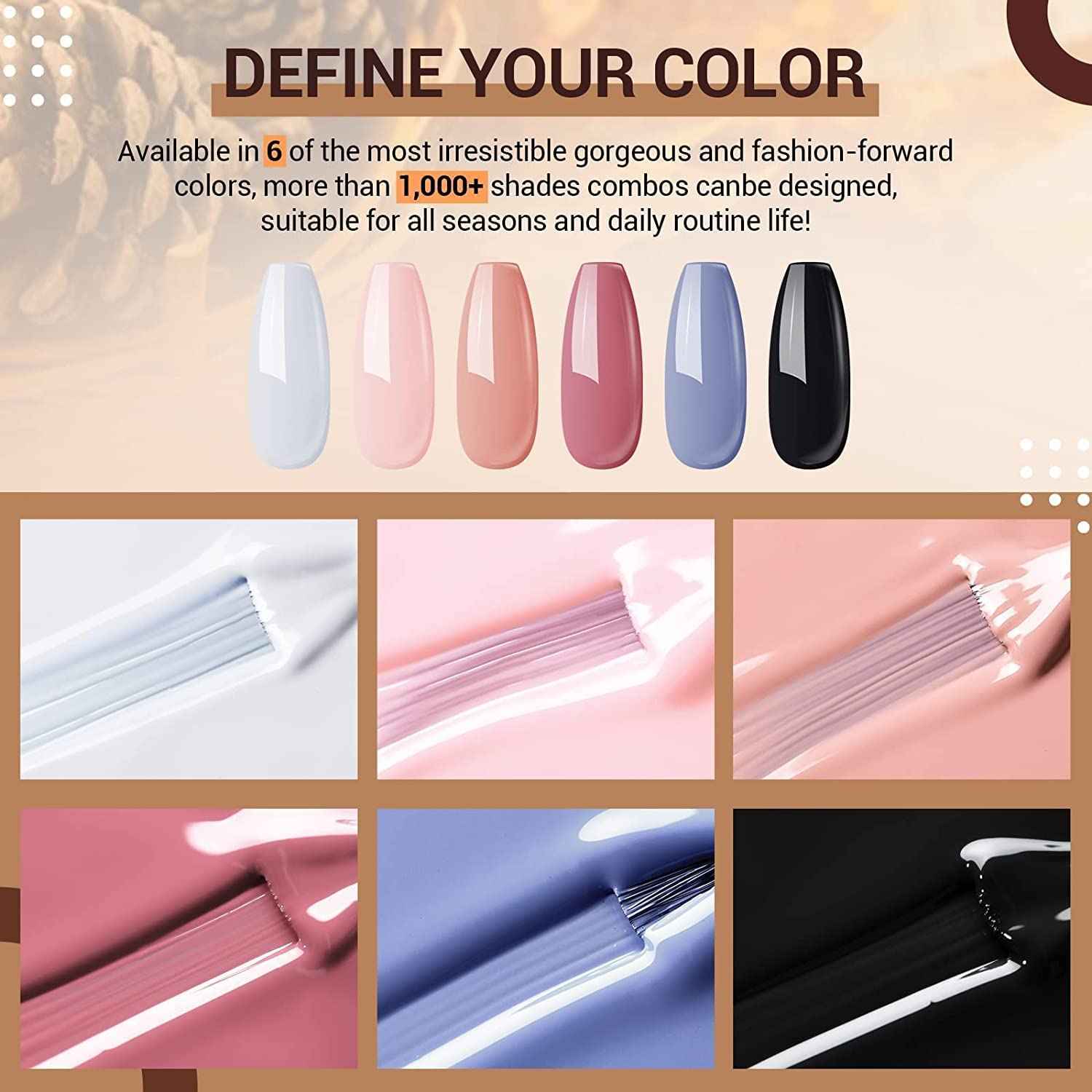 MODELONES Dip Powder Nail Kit Starter-12 Nude Colors French Style Dipping Powder with Base Top Coat 2 in 1 Set, Essential Manicure Nail Art System No Lamp Needed