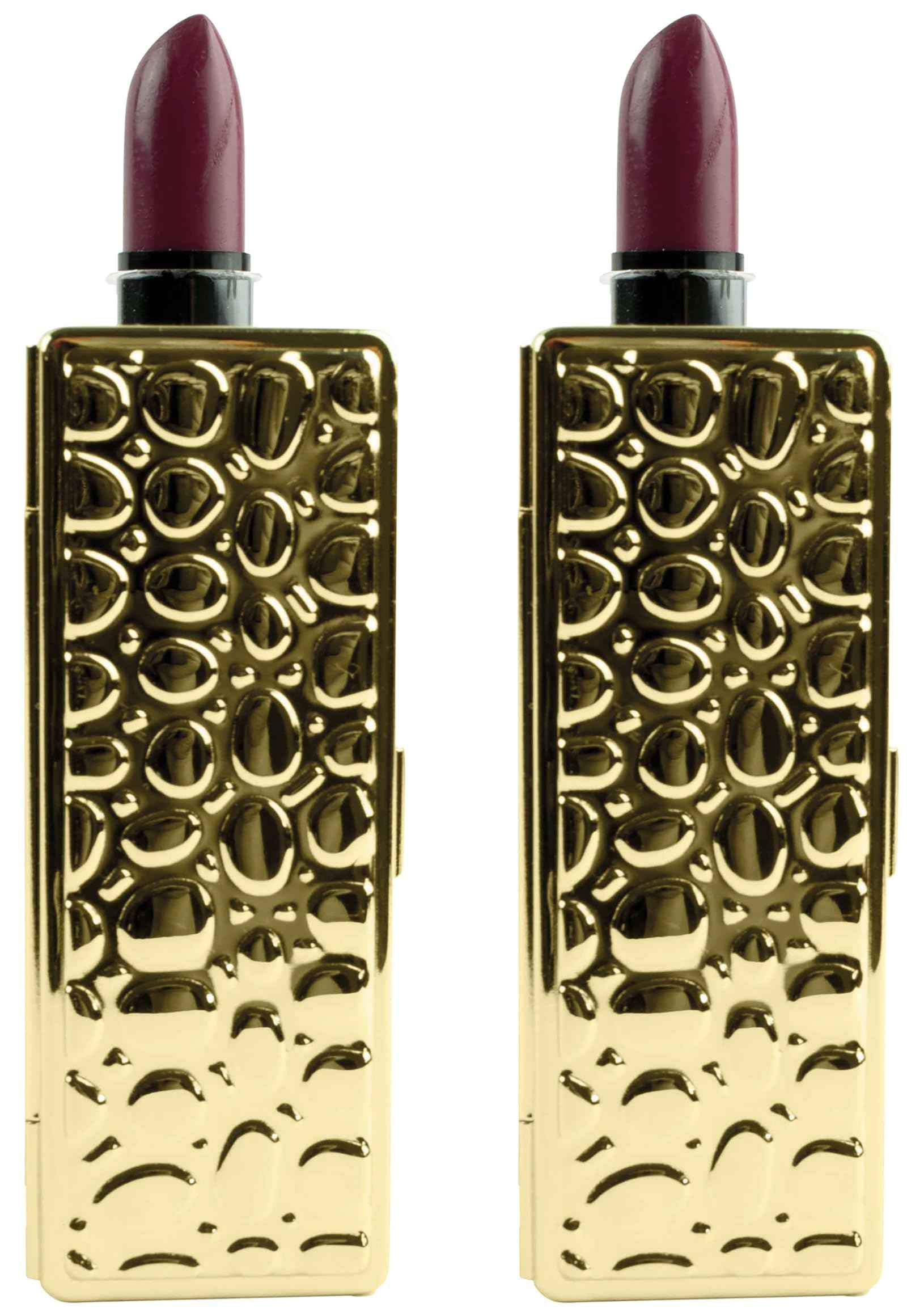 Stephanie Imports Set of 2 Rectangular Vintage Lipstick Cases With Glass Mirror (Gold Drops)