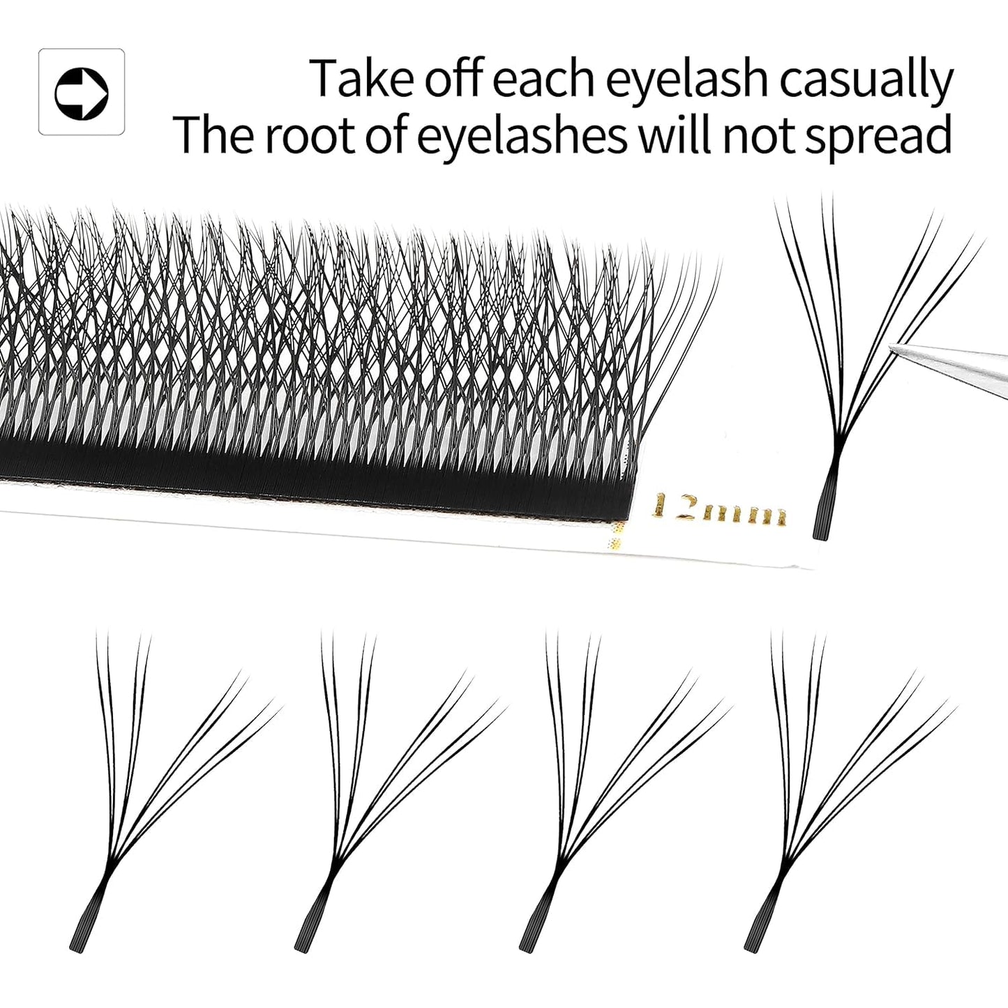 XIUSUZAKI Lash Extensions Double Tips 4D Eyelash Extensions W Shape 0.07mm Thickness D Curl Mix 8-15mm Premade Fans Easy Fan Volume Lashes Matte Black Crisscross(W-4D-Double Tips-0.07-D,8-15mm Mix)