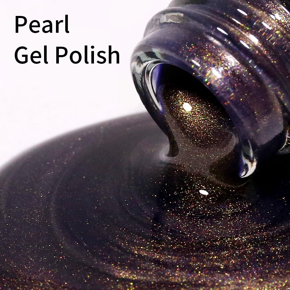 Firedeep Pearl Gel Nail Polish 16ML Big Bottles Grey Purple Shimmer Glitter UV/LED Soak Off Gel Polish for Nail Art Manicure DIY