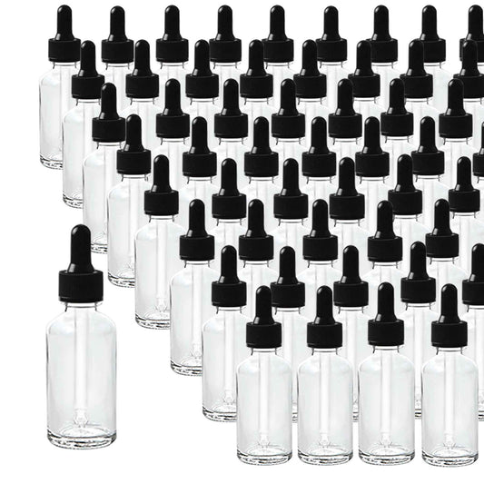 Easeen 48 Pack 1/2oz Clear Glass Dropper Bottles, Eye Dropper Bottles with Glass Droppers for Essential Oils, Perfumes(15ml, Clear)