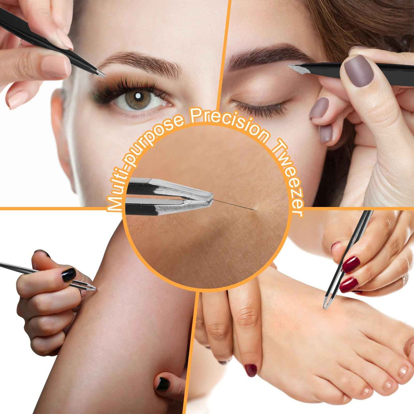 Yougai Tweezers Set,9 Pcs Professional Stainless Steel Tweezer Kit-Great Precision Eyebrow Tweezers for Ingrown Facial Hair with Leather Travel Case as Stocking Stuffing Gifts