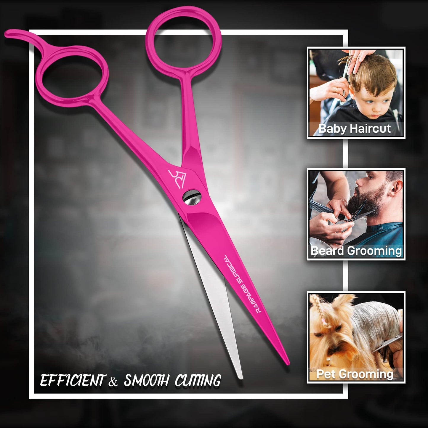 Professional Hairdresser Scissors 6.5" Inch Pink Hair Cutting Shears Japanese Stainless Steel Salon Barber Scissors (Barber Scissors, Japanese, B-4)