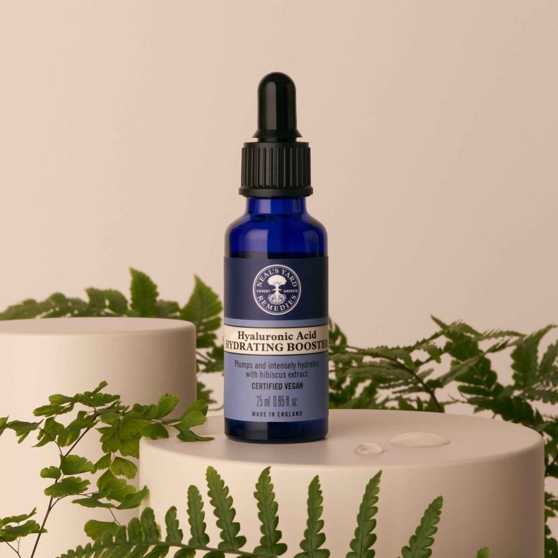 Neal's Yard Hyaluronic Acid Hydrating Booster with Hibiscus Extract, Plumps & Intensely Hydrates, Plus Helps Improve Skin Texture, Cruelty-Free, 25mL