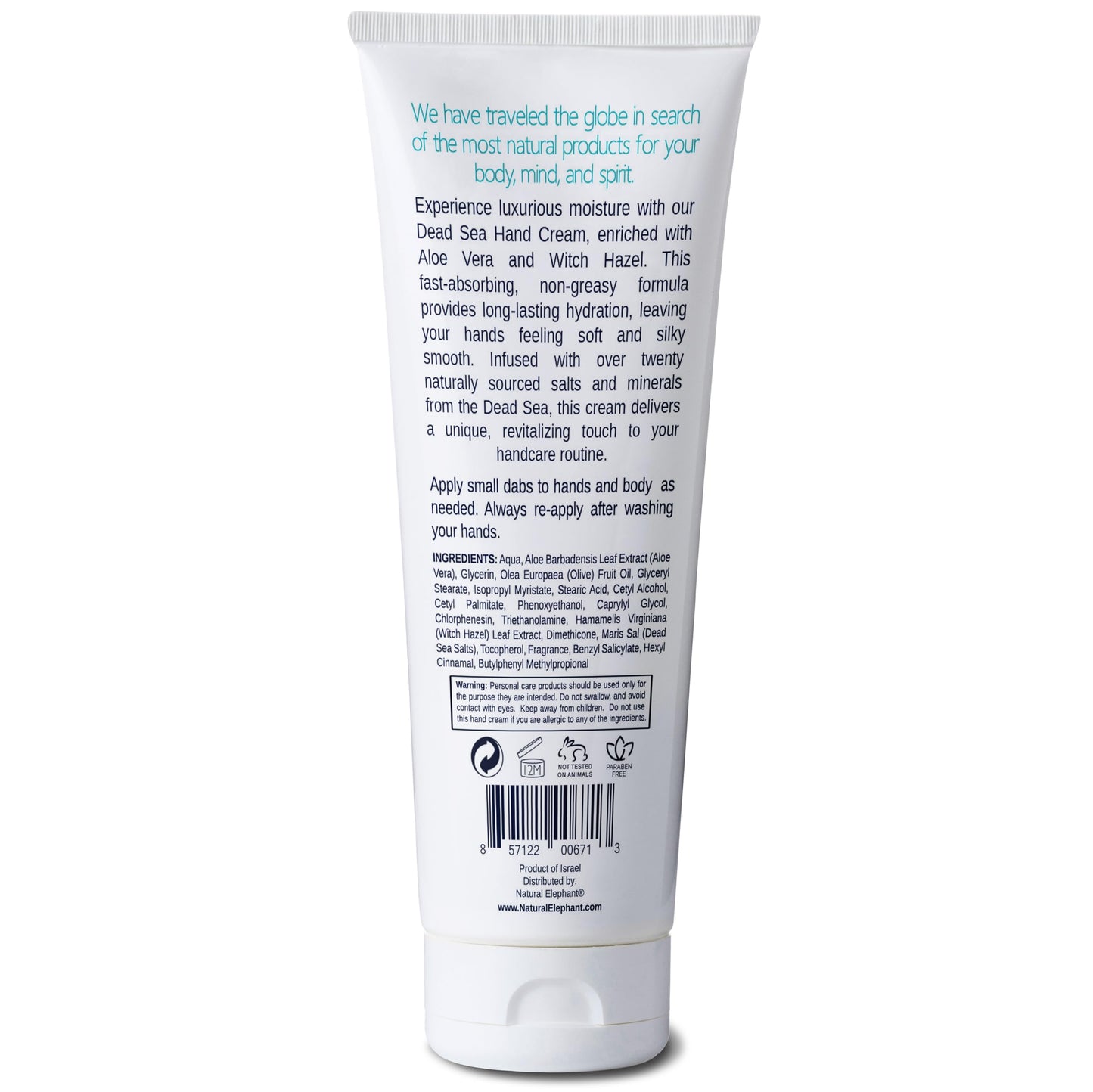 Natural Elephant Dead Sea Soothing Hand Cream with Dead Sea Minerals 3.4 fl oz (Pack of 10)