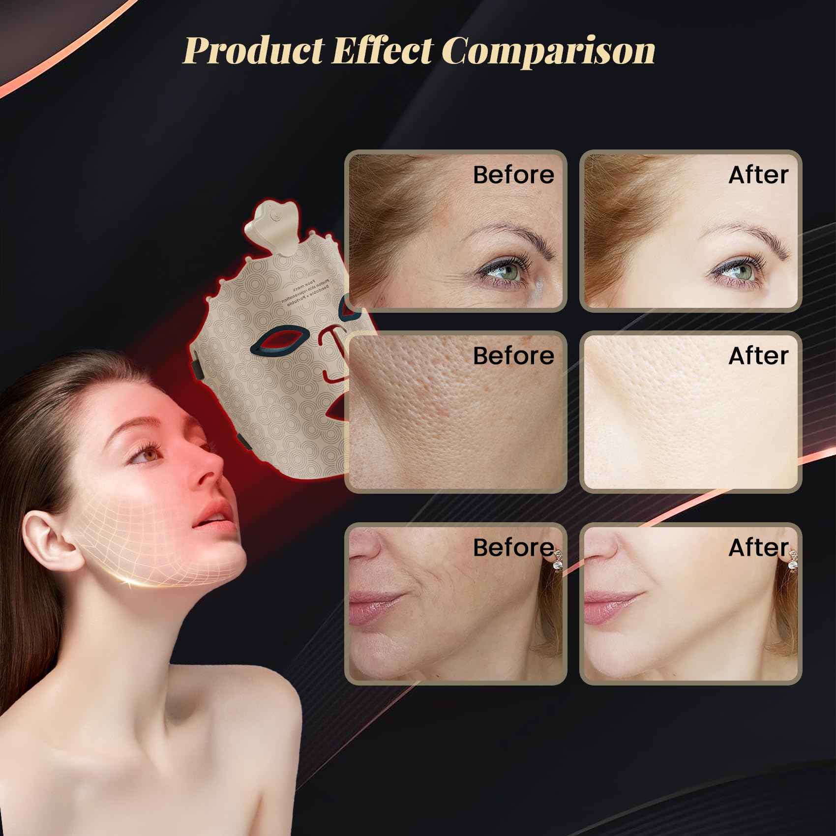 Bestechy Red Light Therapy Mask for Face, Led Face Mask Light Therapy, 7 Color Red Light Therapy Mask, Silicone Face Mask Skin Care at Home with Eye Protection Cushion for Anti Aging Wrinkles