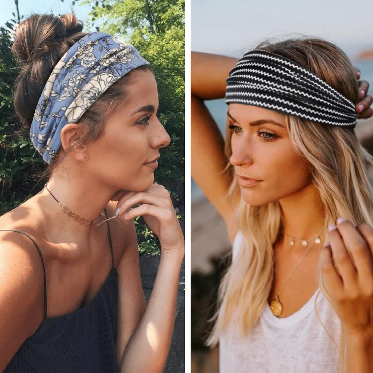 Huachi Boho Headbands for Women Wide Head Bands Yoga Workout Hair Bands for Women's Hair Non Slip Summer Womens Headbands Hair Accessories 6 Pack