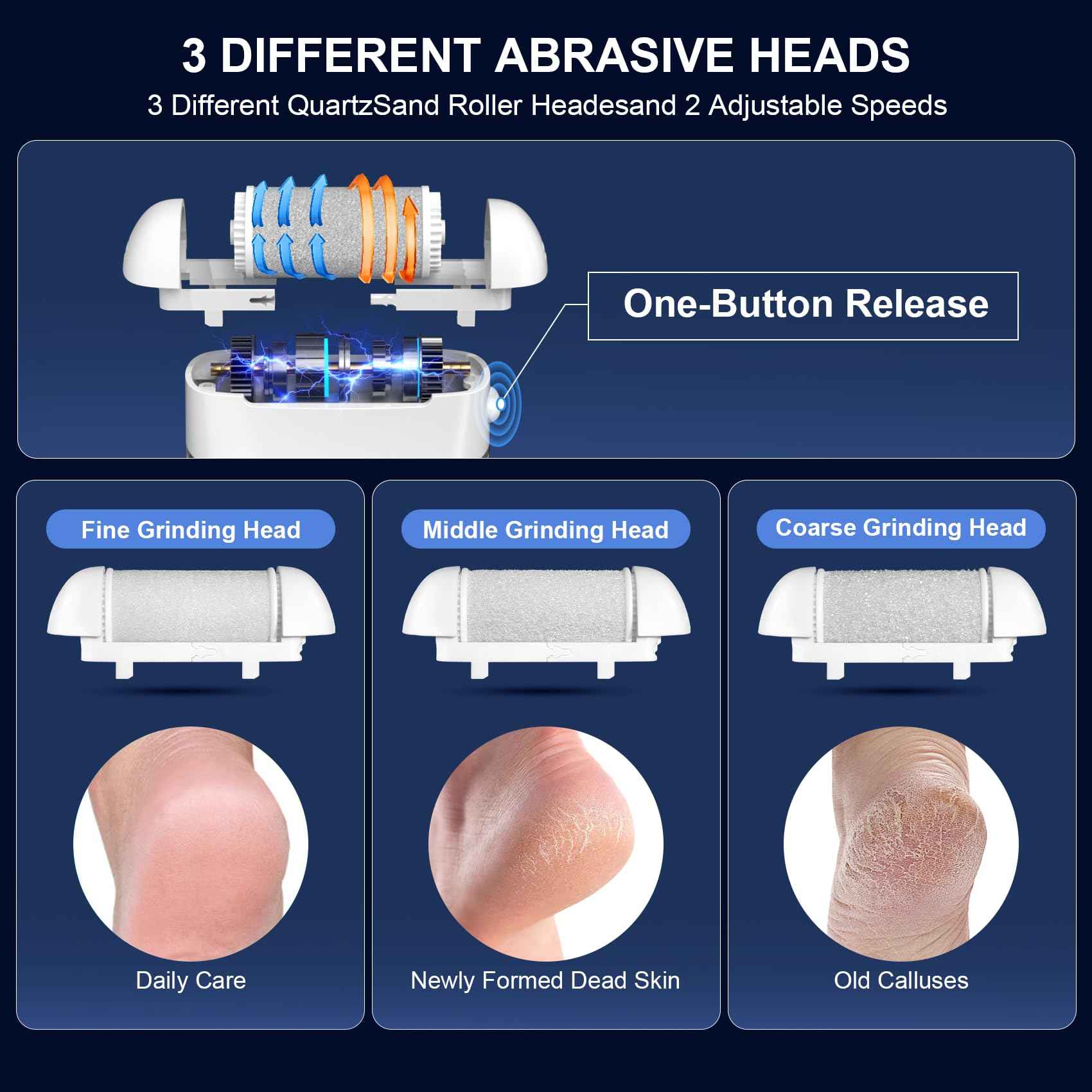 100% Effective Electric Foot Callus Remover CMTQVFL -【7 Performance Upgraded 2025】 Professional Foot Callus Remover IPX7 Waterproof Electric Callus Remover for Feet Hard Care Dead Cracked Skin