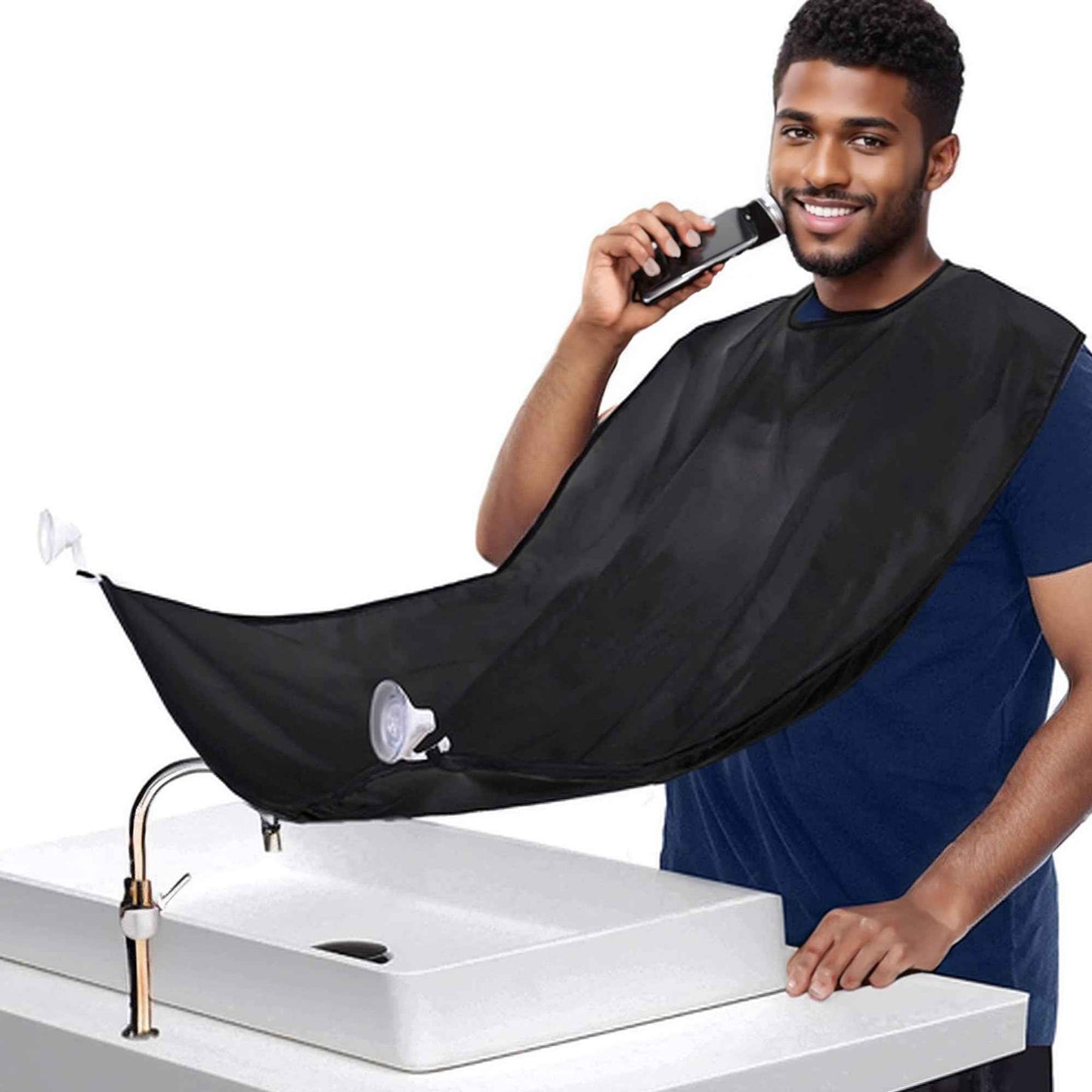 TUTUWET Beard Shaving Bib Apron Mens Beard Hair Catcher for Shaving and Trimming, Non-Stick Beard Shave Cape, Grooming Accessories Tools & Gifts for Husband or Dad (Black)