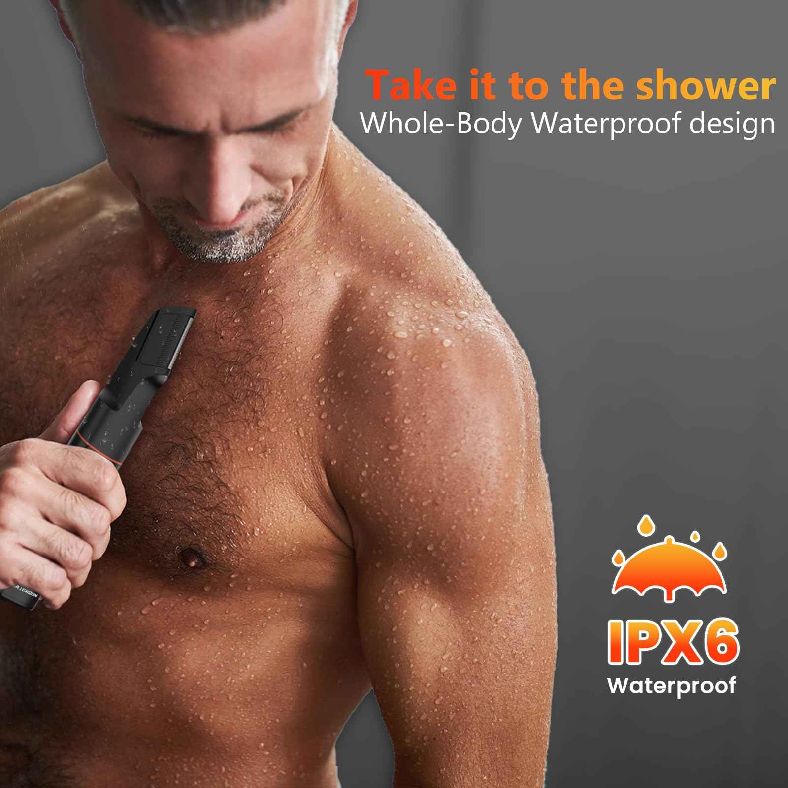 MAXGROOM Manscape Body Hair Trimmer for Men, Waterproof Pubic, Groin & Ball Shaver, No-Nick Mens Electric Grooming Kit with LED Display, USB Rechargeable, Adjustable Guide Comb