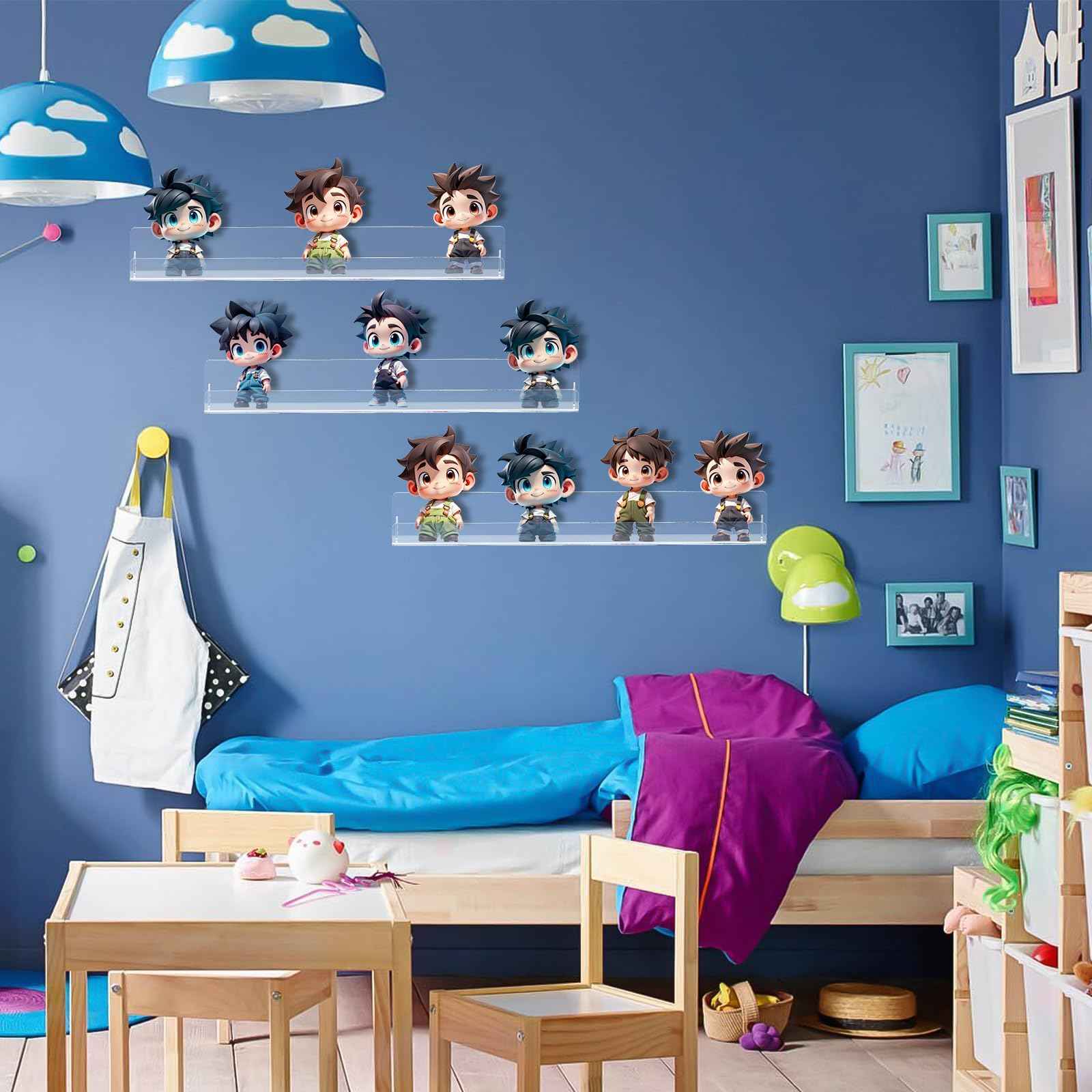 SOVQUEST Nail Polish Shelf Wall Acrylic Clear 15 Inch Rack Sunglass Organizer Multi-Purpose Floating Shelves for Beauty Salons Retailer Dressing Room (6 PCs)