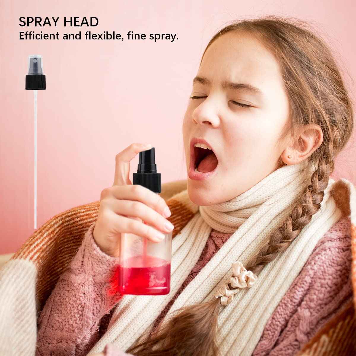 FERCAISH 40 Pcs Spray Bottle Tops, Replacement Pump Heads, Reusable Dispenser Caps, Fine Mist Sprayer, Cosmetic Spray Bottle (24 Caliber-Black)