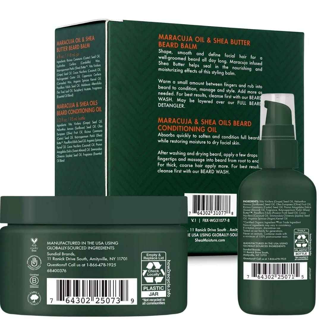 SheaMoisture Beard Care Gift Set – Natural Beard Oil & Beard Balm Scented with Essential Oils, Christmas Gifts for Men (2 Piece Set)