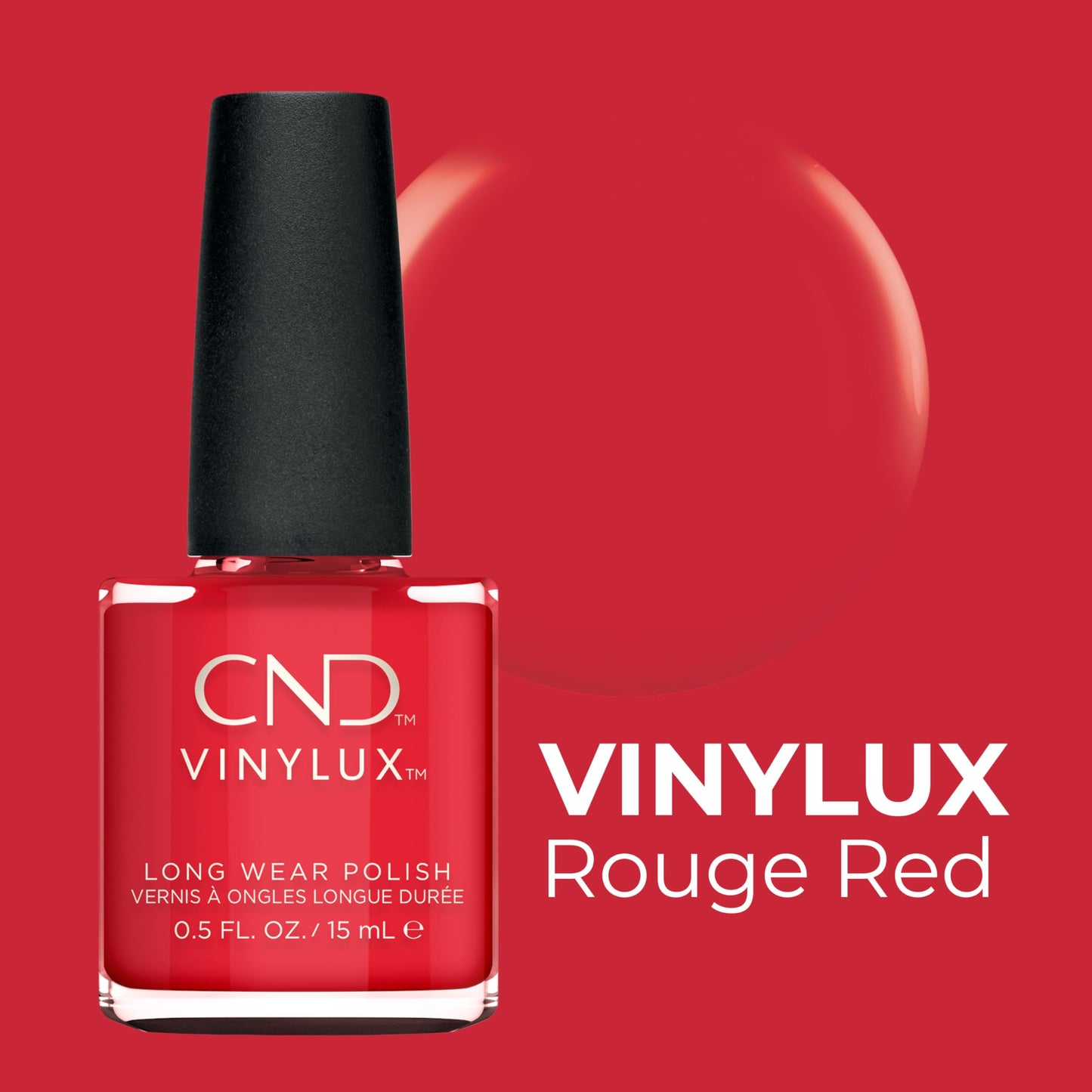 CND Vinylux Longwear Red Nail Polish, Gel-like Shine & Chip Resistant Color, Rouge Red, 0.5 fl. oz