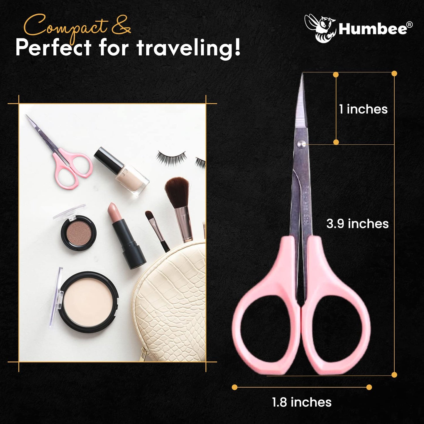 Humbee Hair Trimming Scissors Set, Grooming Scissors for Facial Hair, Nose Hair, Mustache, and Beard Grooming, Stainless Steel Eyebrow Scissors