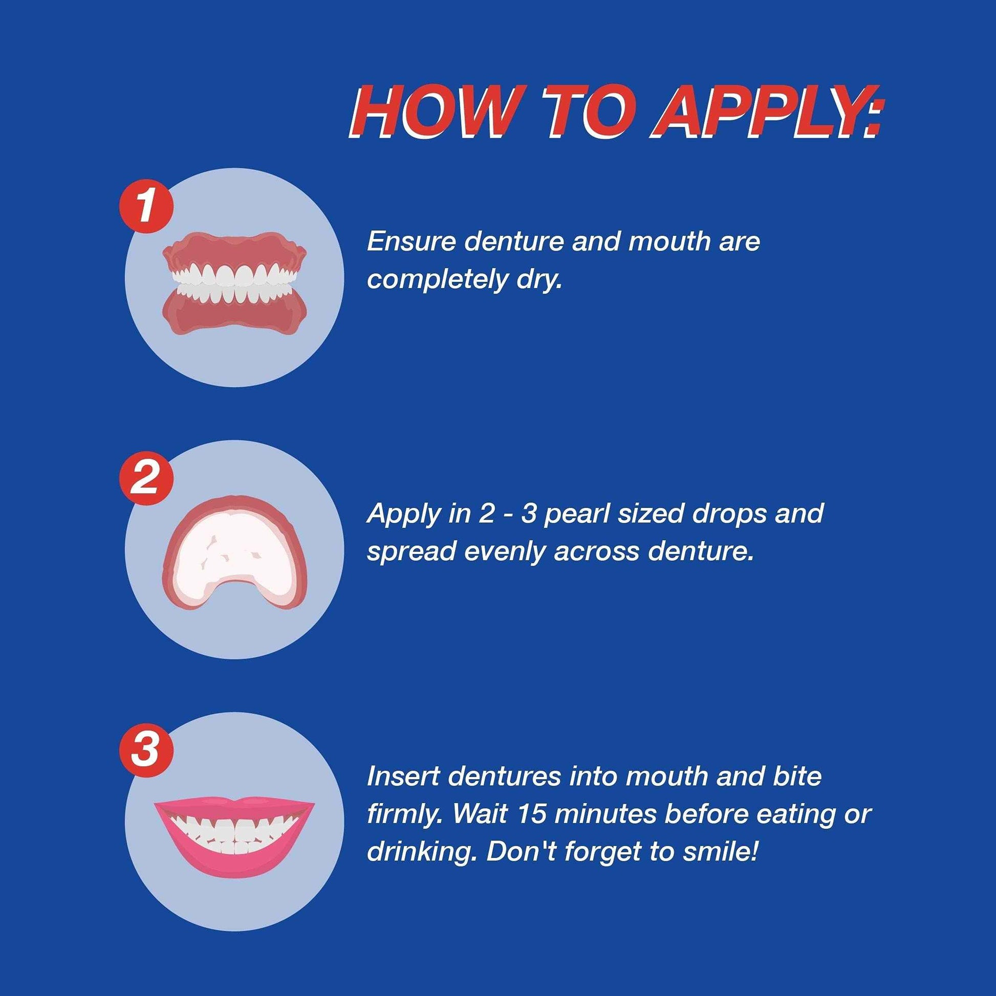 Secure Waterproof Denture Adhesive - Zinc Free - Extra Strong Hold For Upper, Lower or Partials - 1.4 oz (Pack of 2)