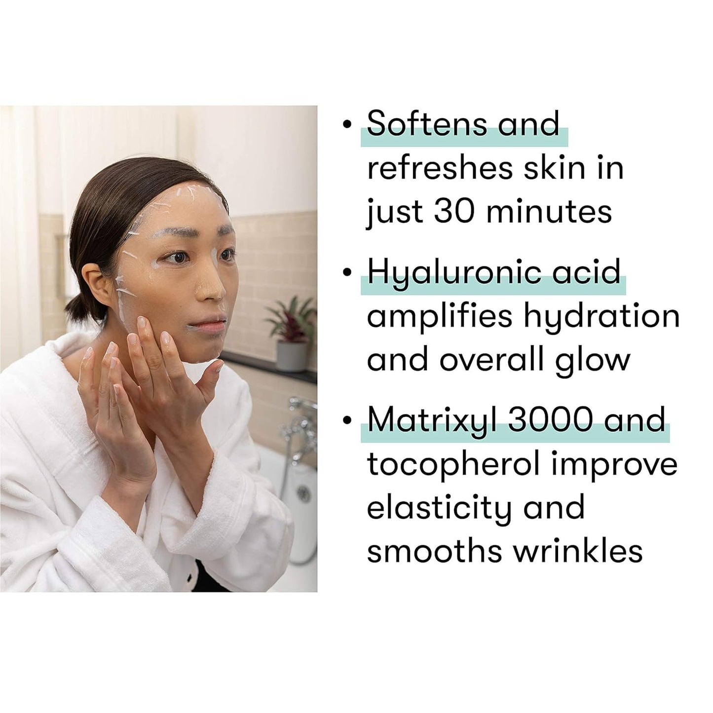 Dermaroller, Silk Face Masks Intensive Hyaluronic Acid Moisturizer with Matriyxl 3000 Tocopherol Boost Collagen Hydrate Dry Skin Reduce Fine Lines Wrinkles SingleUse Masks (Pack, 10.00)