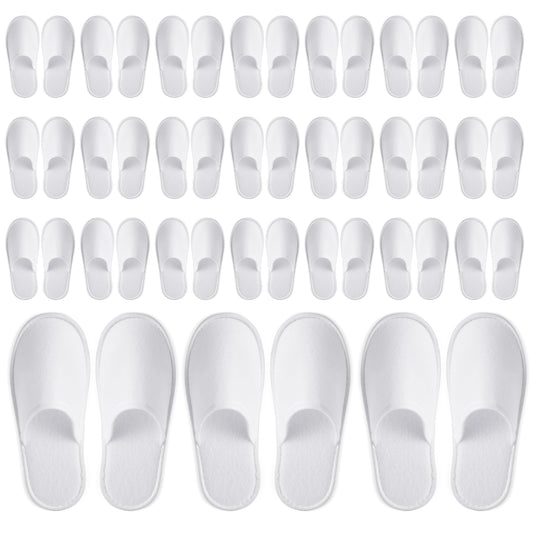 Juvale 24 Pairs Disposable House Slippers for Guests - Bulk Slipper Pack for Hotel, Spa, Travel, Shoeless Home, White Closed Toe (US Men Size 10, Women 11)