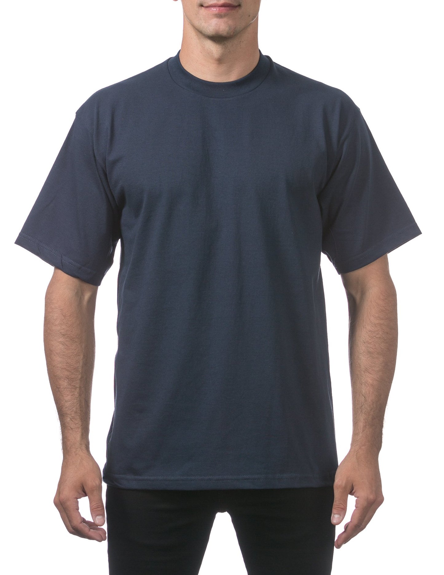 Pro Club Men's Heavyweight Cotton Short Sleeve Crew Neck T-Shirt, Navy, Small