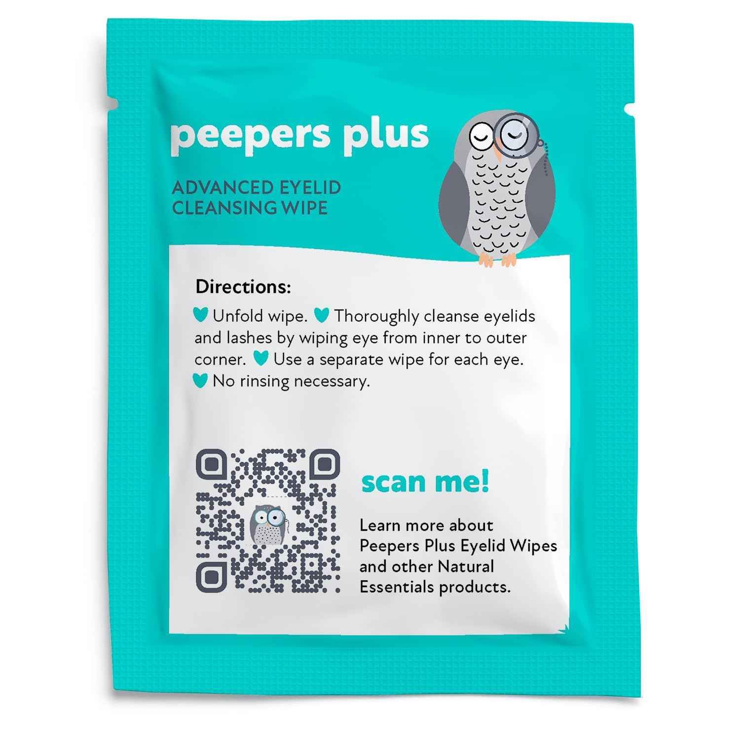 Natural Essentials Peepers Plus Eyelid Wipes, Preservative-Free & Rinse-Free Eye Wipes for Daily Use, Hydrating & Moisturizing Hyaluronic Acid & Tea Tree Oil Soothes Allergy Dry Eyes, 30 Count (2pk)
