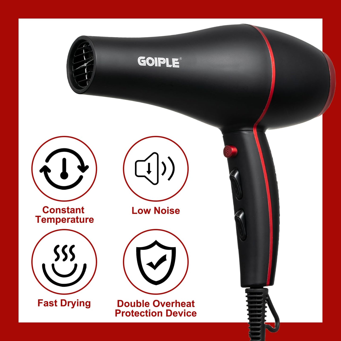 13Pcs Ionic Constant Temperature Hair Blow Dryer Kit - Lightweight, Low Noise, 1800W Professional Blowdryer Set for Women and Men