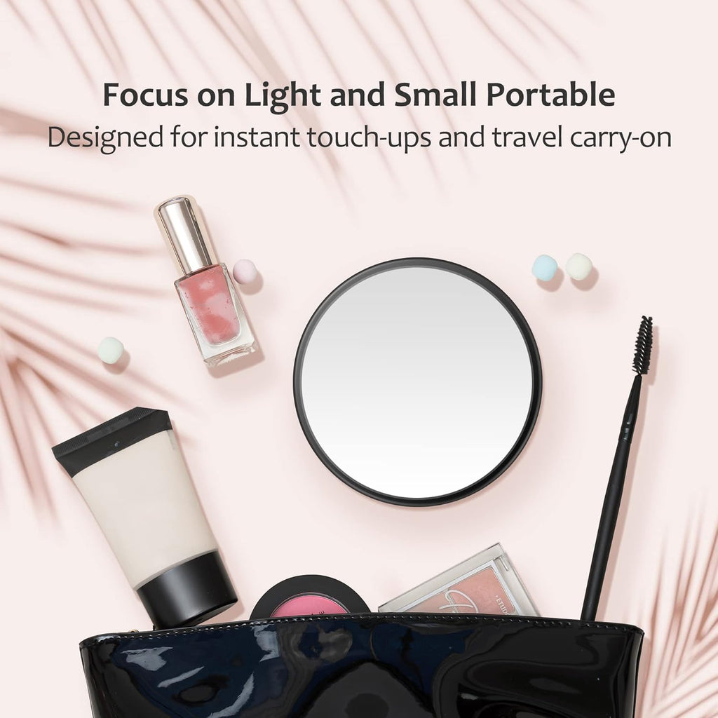 MIYADIVA 40X Magnifying Mirror, 3.5 Inch Round Compact Mirror with Suction Cup, Stainless Steel Tweezers, Perfect for Makeup, Eyebrows, Beards, Travel