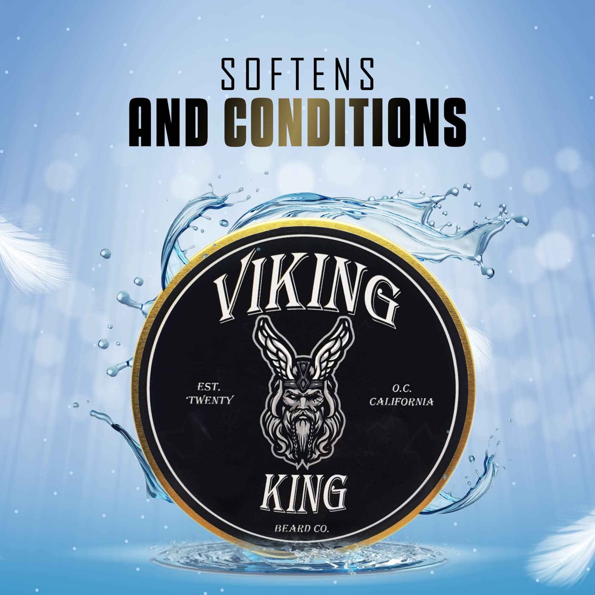VIKING KING BEARD CO. Beard Balm - Gold (Spiced Vanilla Tobacco)- All Natural Beard Softener and Conditioner - Men's Grooming Product - 4 Ounce Tin