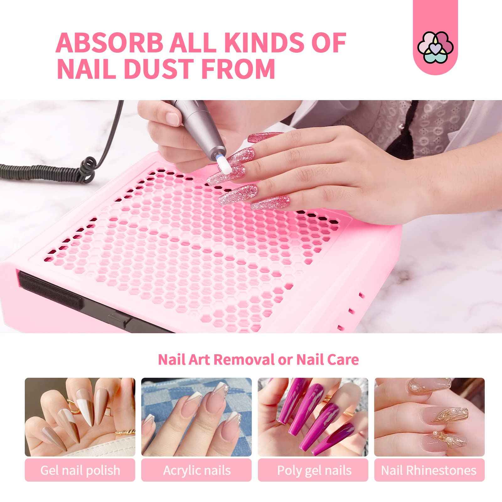 SAVILAND 80W Nail Dust Collector: New Pro - Superior Vacuum Machine Ultimate Upgrade Dust Collector Nail Tech Enhanced Quiet & Clean Efficiency Nail Salon or Home DIY Manicure Beginners Friendly