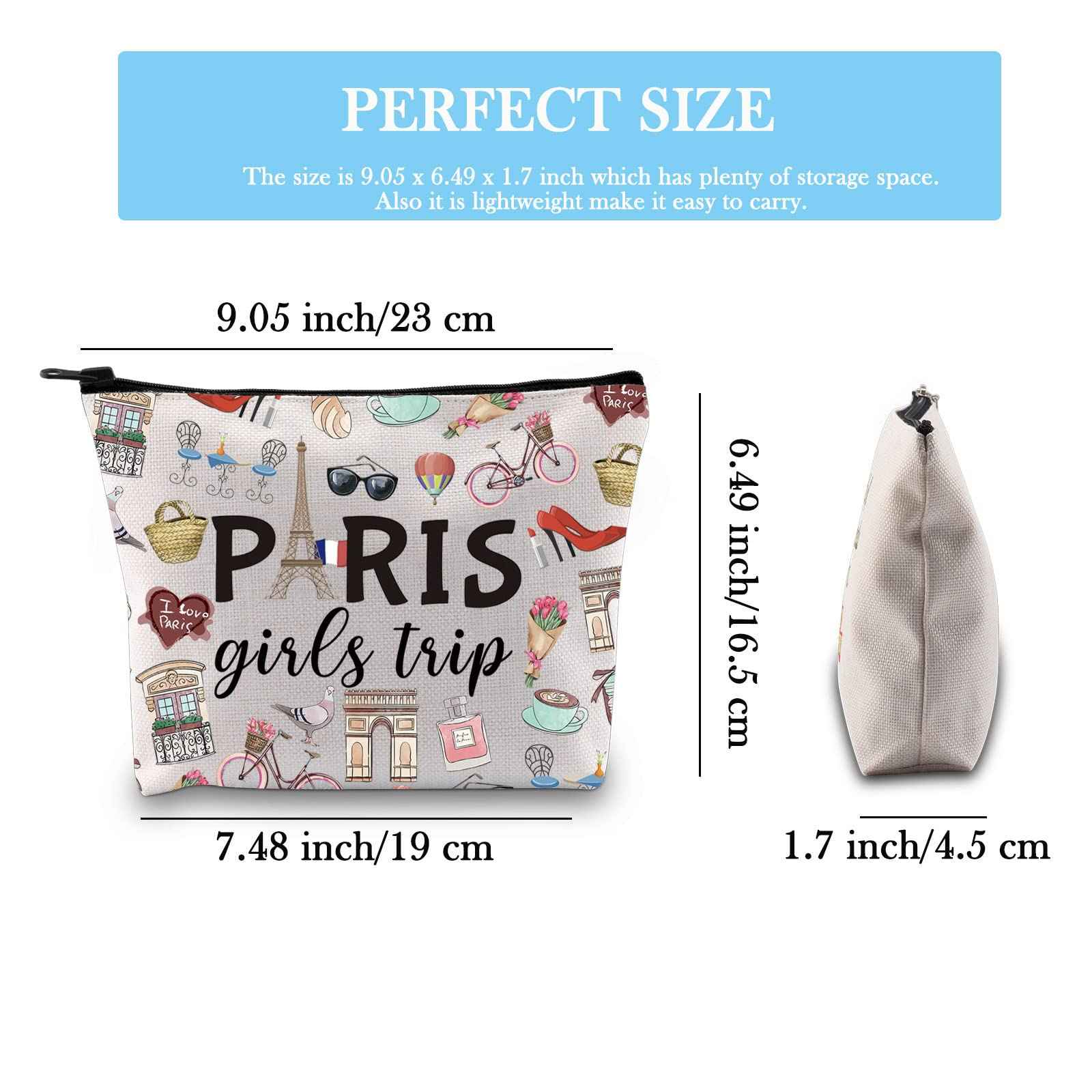 Paris Weekend Gift Bag - Vacation Theme Travel Bag with Paris Skyline Design - Perfect for Girls' Trip to France