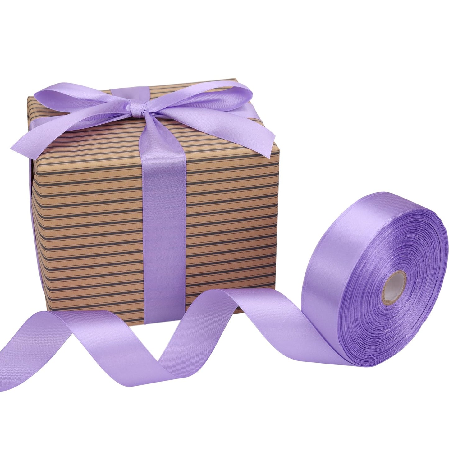 Nsilu 1 inch, Light Purple Ribbon for Gift Wrapping 50 Yards Perfect Wedding Party Wreath Sewing DIY Hair Accessories Decoration Floral Hair Balloons Other Projects