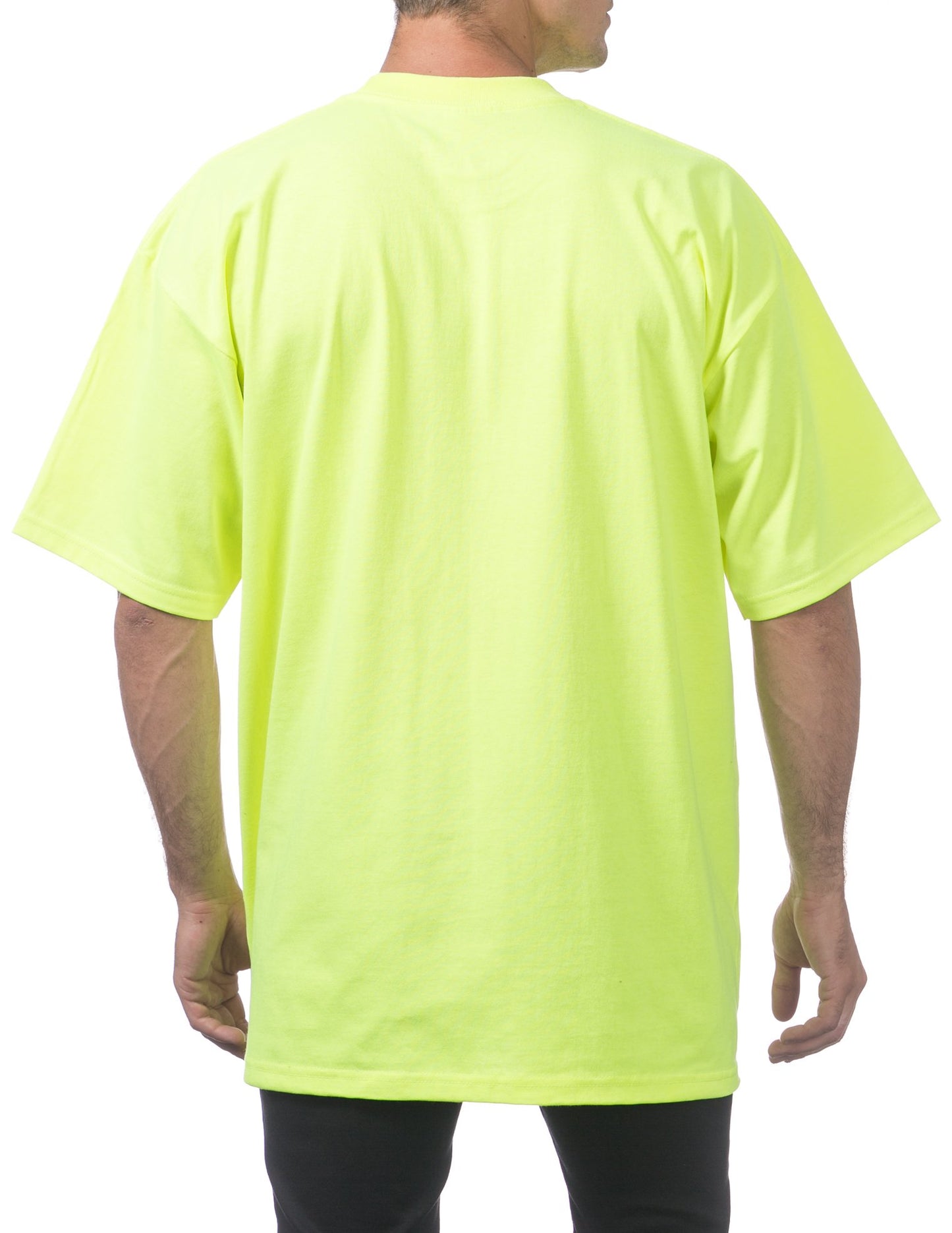 Pro Club Men's Heavyweight Cotton Short Sleeve Crew Neck T-Shirt, Safety Green, Small