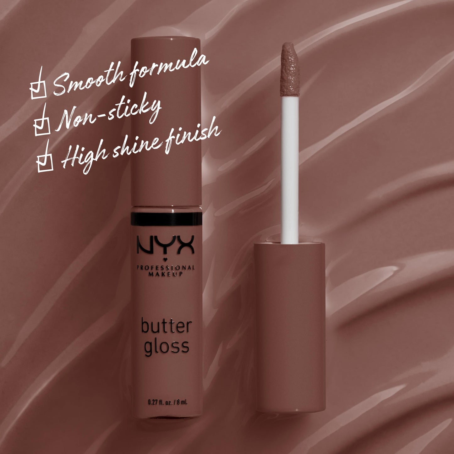 NYX PROFESSIONAL MAKEUP Butter Gloss, Non-Sticky Lip Gloss - Ginger Snap (Chocolate Brown)