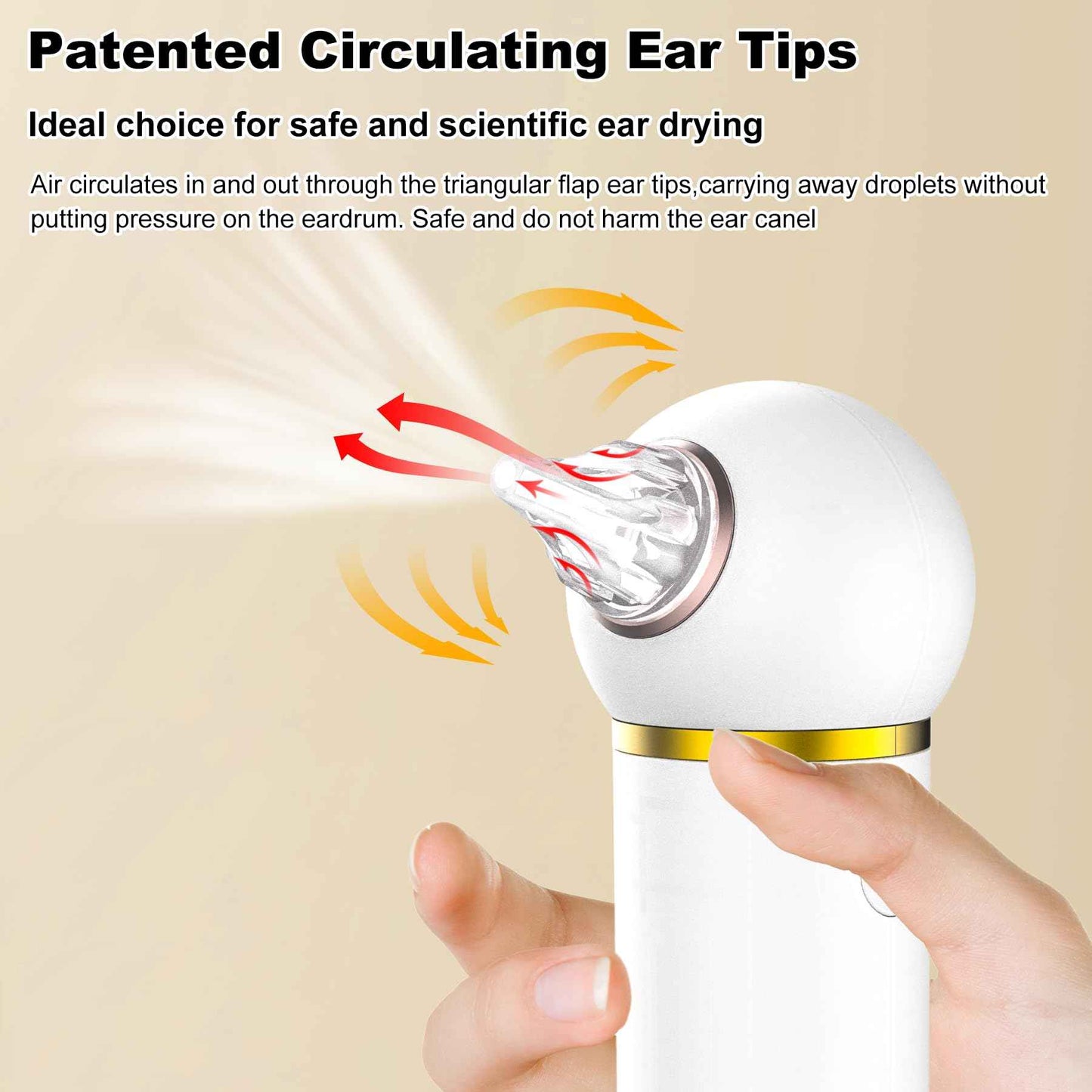 TopQuaFocus Ear Dryer for Adults Kids, Electronic Inner Ear Fluid Removal Tool, Red Light Air Circulation Design - 2min Quick Drying Eardrum, Ideal for Swimmers’ to Dry The Air of Ears