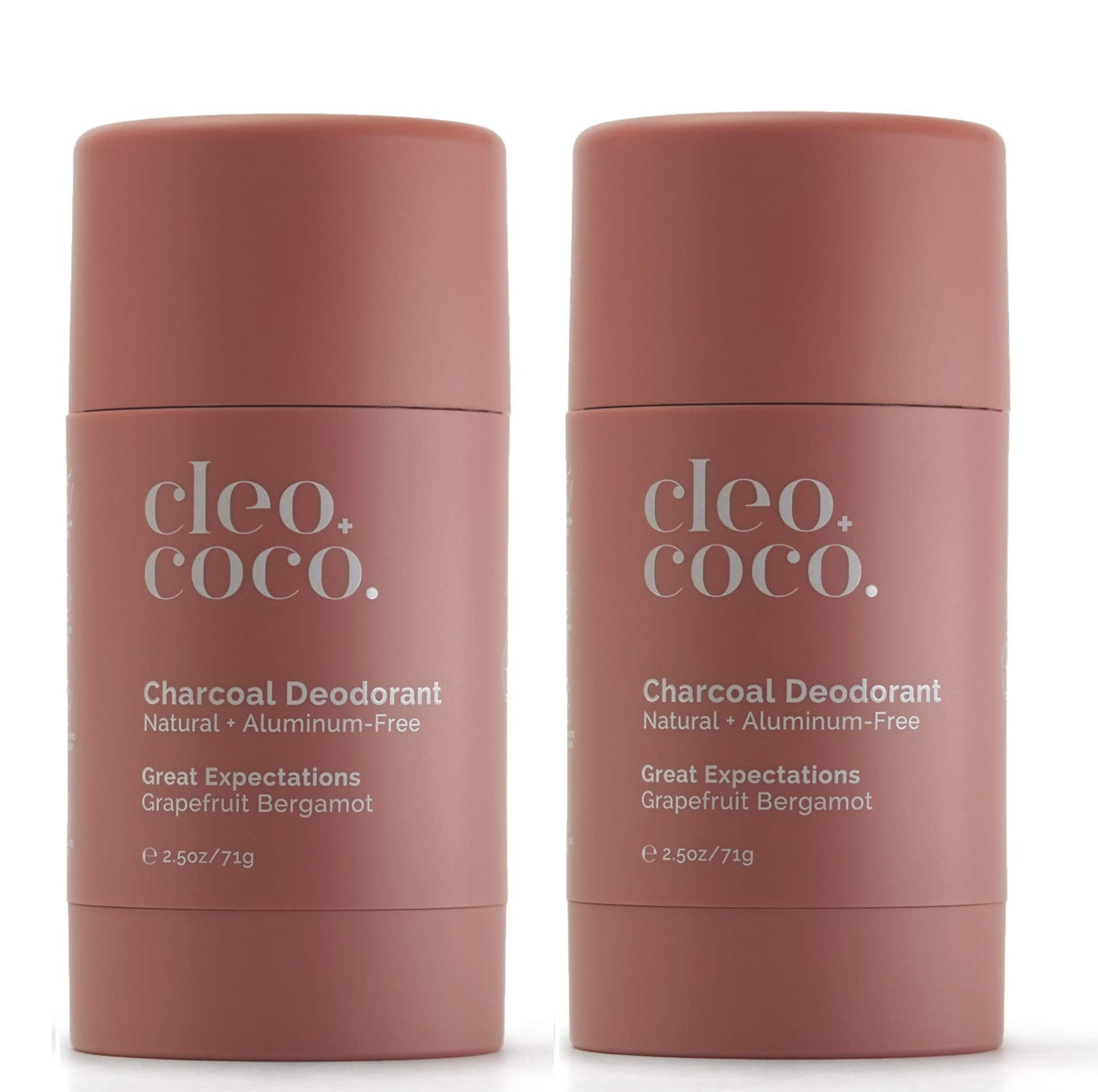 Cleo+Coco Natural Deodorant for Women & Men, Aluminum Free Organic Coconut Oil, Activated Charcoal for 24-Hour Odor Protection, Made in USA - Great Expectations Grapefruit Bergamot (2-Pack) 2.5 oz