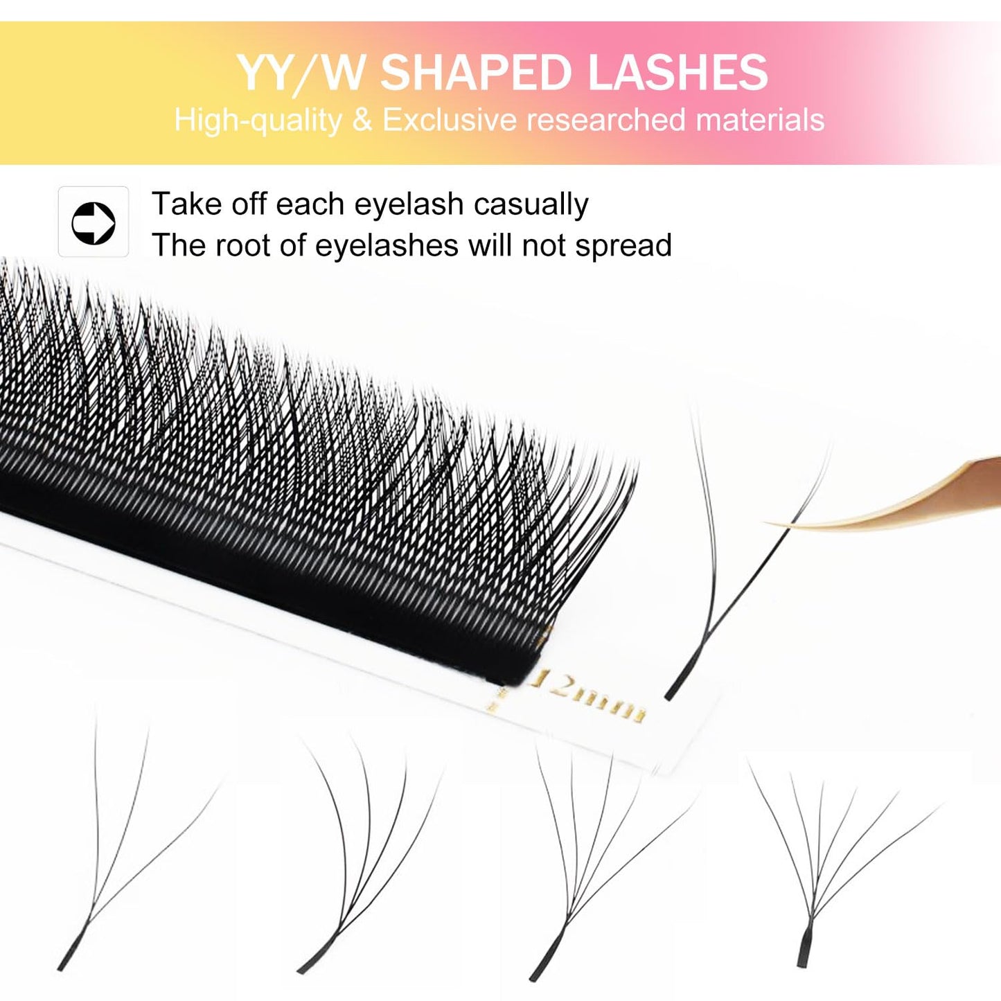 Lash Extensions 6D Eyelash Extensions W Lashes 0.07mm Thickness D Curl Lashes Mix 8-15mm Soft Lash Trays Pestañas Pelo a Pelo Natural Matte Black False Eyelashes Individual Lashes(W-6D-0.07-D,8-15mm)