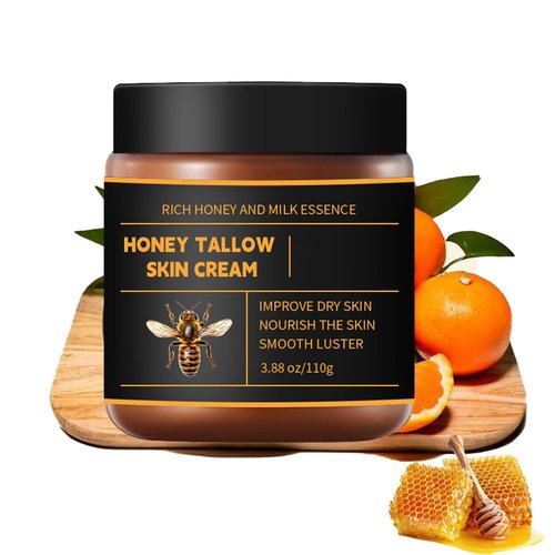 Marroomi Tallow Honey Balm, Tallow and Honey Balm for Face, 100% Organic Whipped Beef Tallows Face Moisturizer with Raw Honeys and Beeswax, Deep Nourishing (1Pcs)
