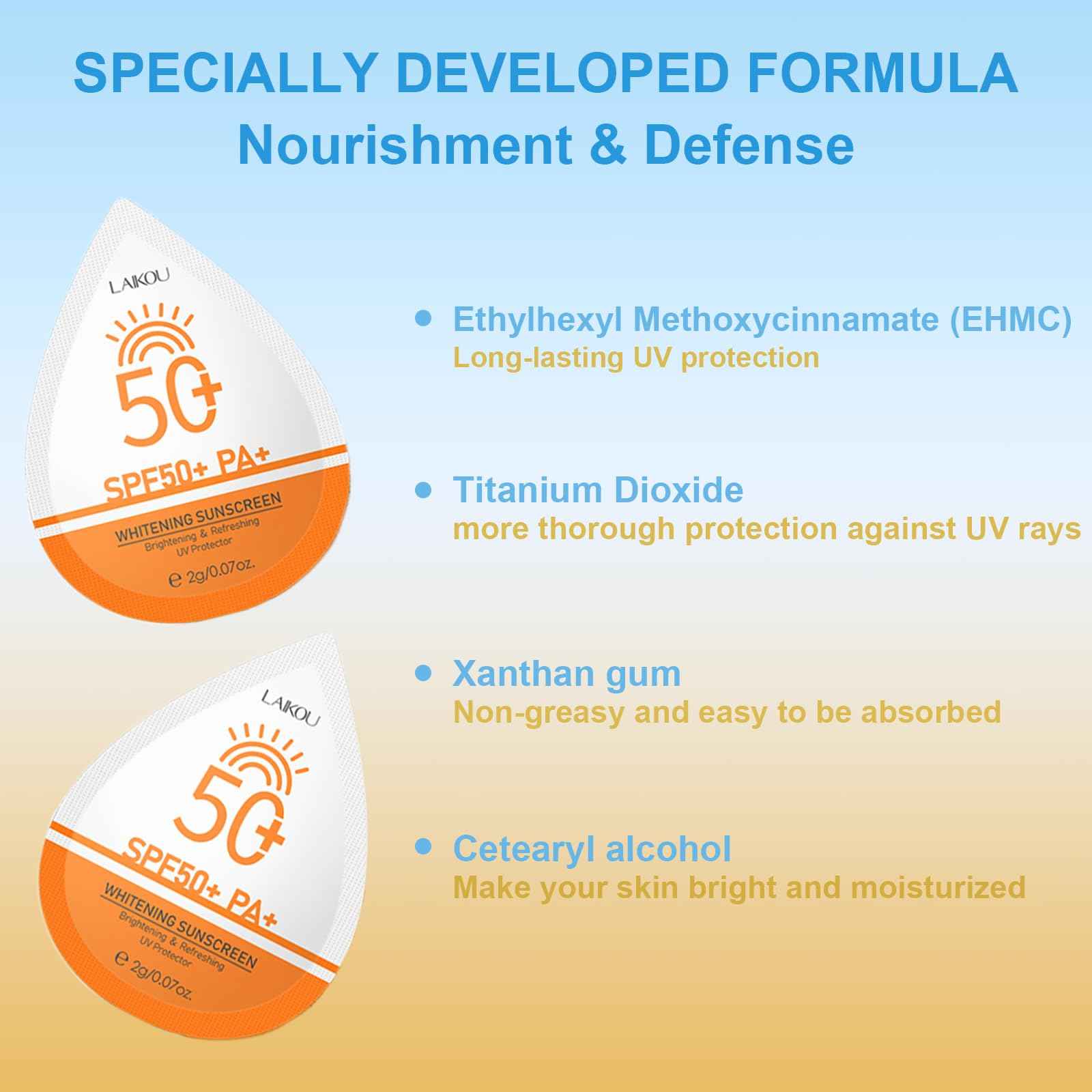 2g*45PCS Travel Size Sunscreen SPF50+ PA+ – Mini Sunscreen for Face & Body, Waterproof, Non-Greasy, Perfect for Thank You Gifts & Mini Travel Items