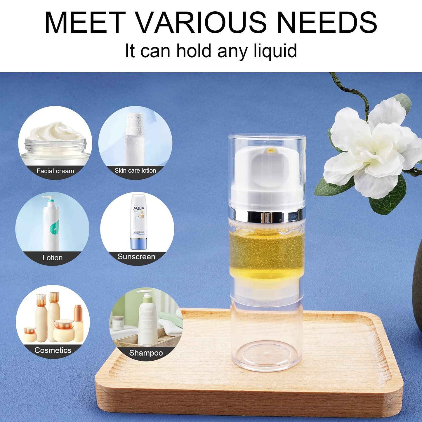 Cosywell Airless Pump Bottles 3.4oz/100ml 6 Pack Dispenser Empty Moisturizer Jars Cosmetic Container Travel Bottles for Shampoo Lotion Cream (Clear)