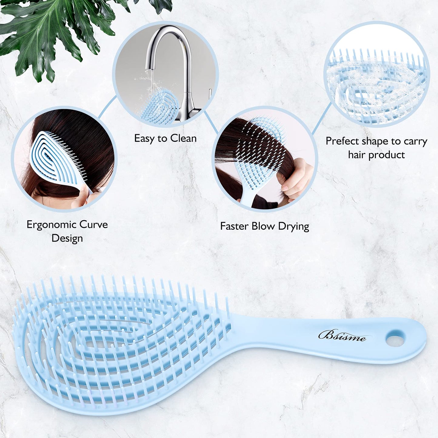 Hair Detangling Brush with Ultra-soft Bristles for All Hair Types - Easily Glides Through Tangles, Vented for Faster Blow Drying (Square)