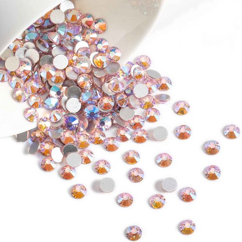 Beadsland 2880pcs Flat Back Crystal Rhinestones Round Gems for Nail Art and Craft Glue Fix, Light Pink AB, SS20,4.6-4.8mm