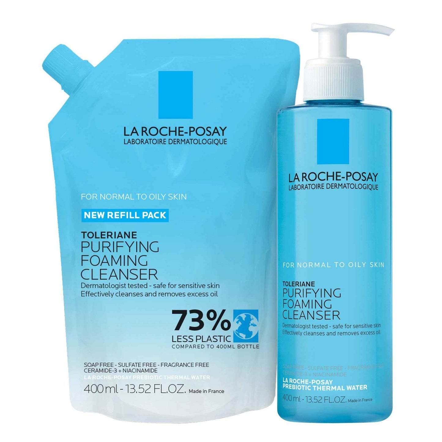 La Roche-Posay Toleriane Purifying Foaming Facial Cleanser Bundle, Oil Free Face Wash for Oily Skin with Niacinamide, Pore Cleanser Won’t Dry Out Skin, Unscented