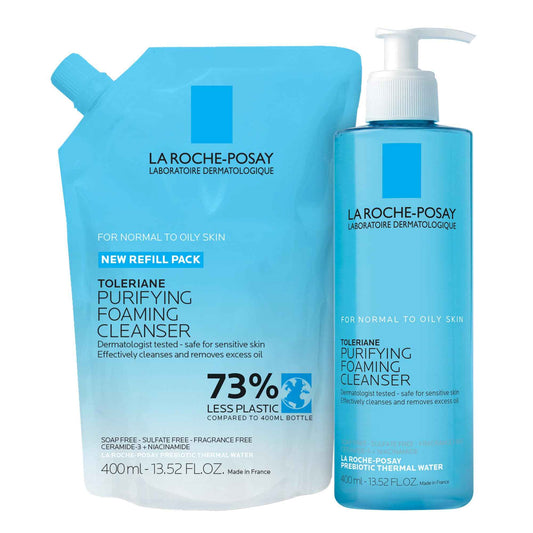 La Roche-Posay Toleriane Purifying Foaming Facial Cleanser Bundle, Oil Free Face Wash for Oily Skin with Niacinamide, Pore Cleanser Won’t Dry Out Skin, Unscented