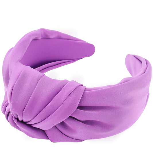 JOYRUBY Purple Headband Knot Headband for Women, Wide Headbands Non Slip Top Knotted Headbands for Women Girls Satin Solid Colors Head Bands for Women's Hair Fashion Hair Accessories