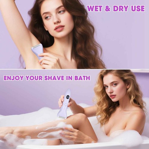 Bikini Trimmer Electric Razors for Women,3 in 1 Body Hair Removal Kit for Face,Pubic,Arm, Leg, Armpit, Bikini Trimmer,Painless IPX6 Waterproof Rechargeable Portable Lady Shavers Wet & Dry Gifts