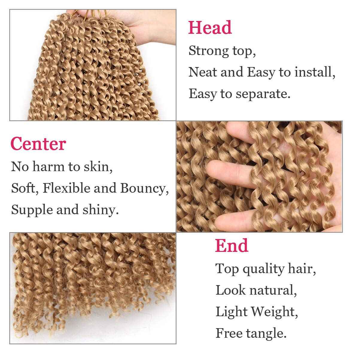 Leeven 30 Inch Blonde Water Wave Crochet Twist Hair for Butterfly Locs 7 Packs Curly Passion Twist Crochet Hair For Women Synthetic Passion Twist Hair 27#