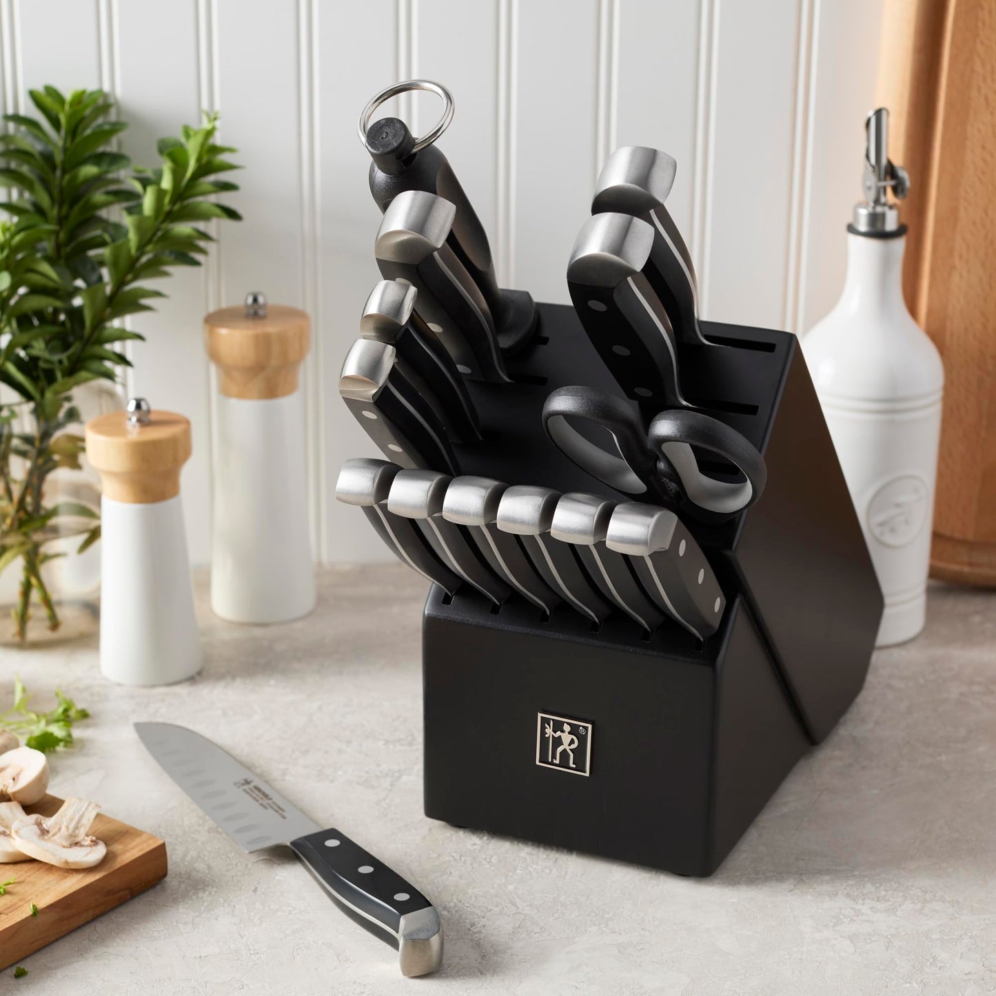 Henckels Statement 15-pc Kitchen Knife Set with Block, Chef Knife, Steak Knife set, Kitchen Knife Sharpener, Black, Stainless Steel