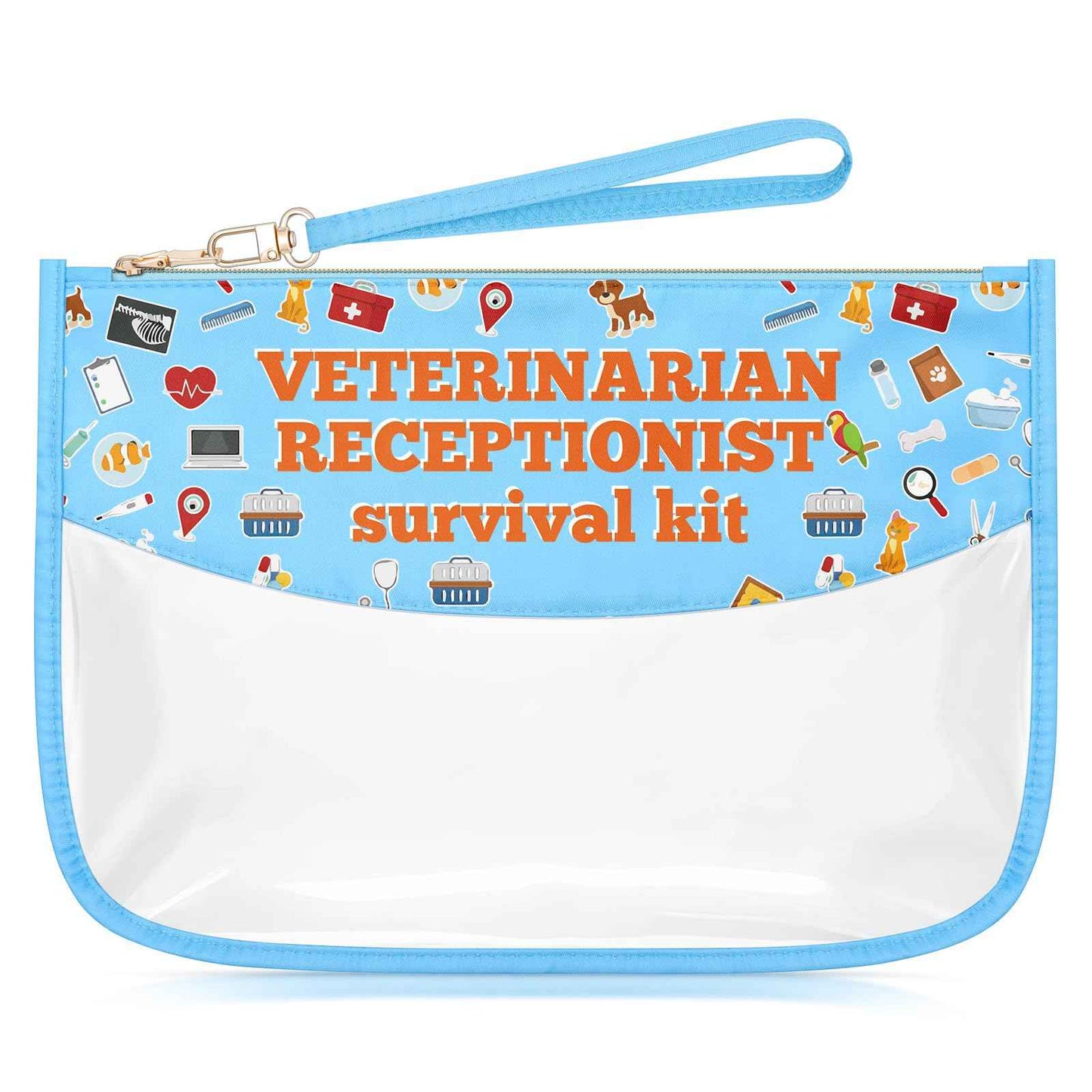 Sazuwu Veterinarian Receptionist Makeup Cosmetic Organizer Bag Vet Tech Gifts for Women Funny Animal Rescue Appreciation Thank You Gift Birthday Christmas Retirement Gift Travel Pouch