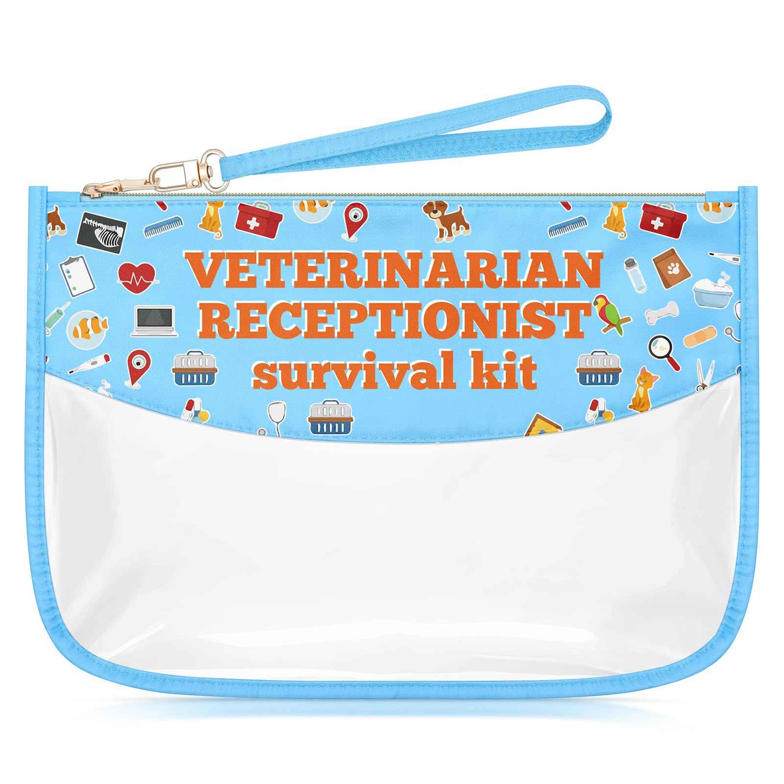 Sazuwu Veterinarian Receptionist Makeup Cosmetic Organizer Bag Vet Tech Gifts for Women Funny Animal Rescue Appreciation Thank You Gift Birthday Christmas Retirement Gift Travel Pouch
