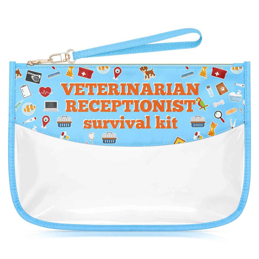 Sazuwu Veterinarian Receptionist Makeup Cosmetic Organizer Bag Vet Tech Gifts for Women Funny Animal Rescue Appreciation Thank You Gift Birthday Christmas Retirement Gift Travel Pouch