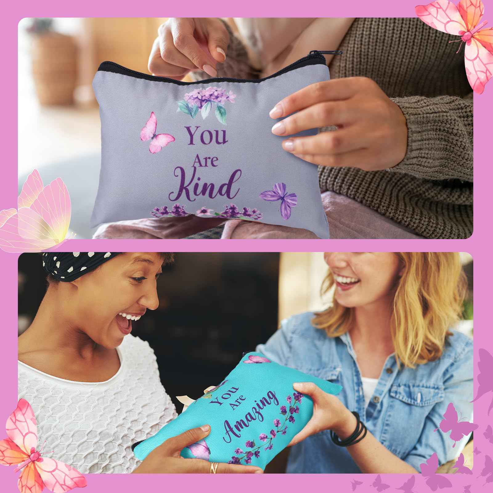 Shinylin 10 Pcs Christmas Christian Gift for Women Faith Religious Makeup Bag Inspirational Christian Gift Bible Verse Scripture Toiletry Bag Canvas Pouch for Xmas Party Stocking Stuffer(Colorful)